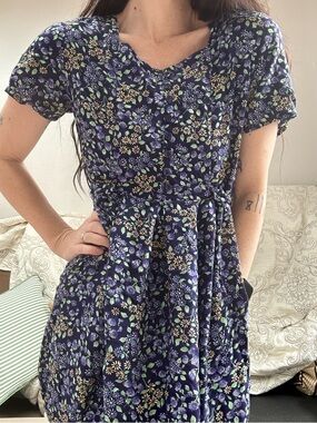 Vintage floral cottage core midi dress